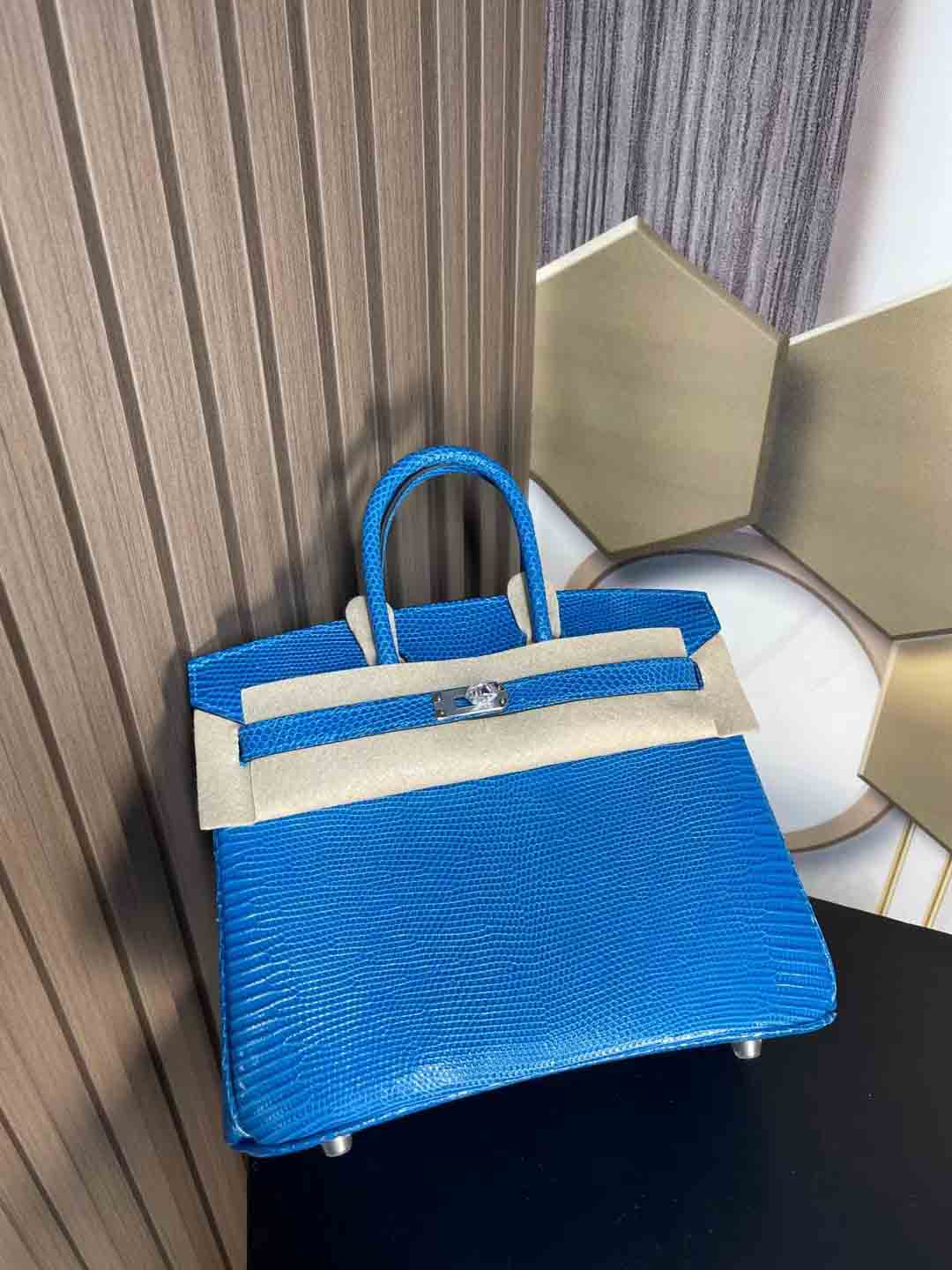 Birkin25琉璃蓝蜥蜴皮手包