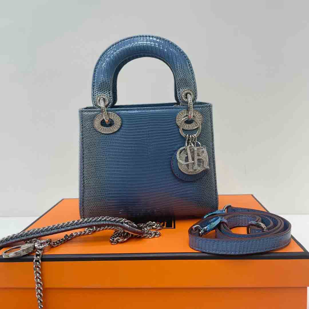 三格蜥蜴皮手提包