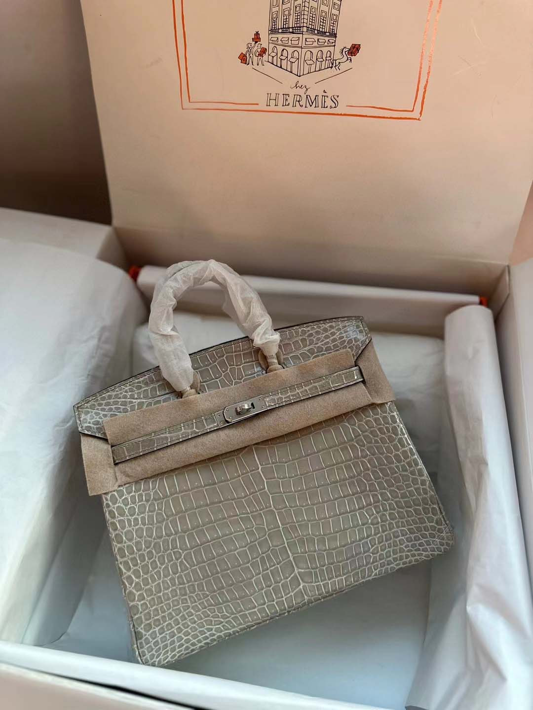 凯丽铂金湾鳄手提包